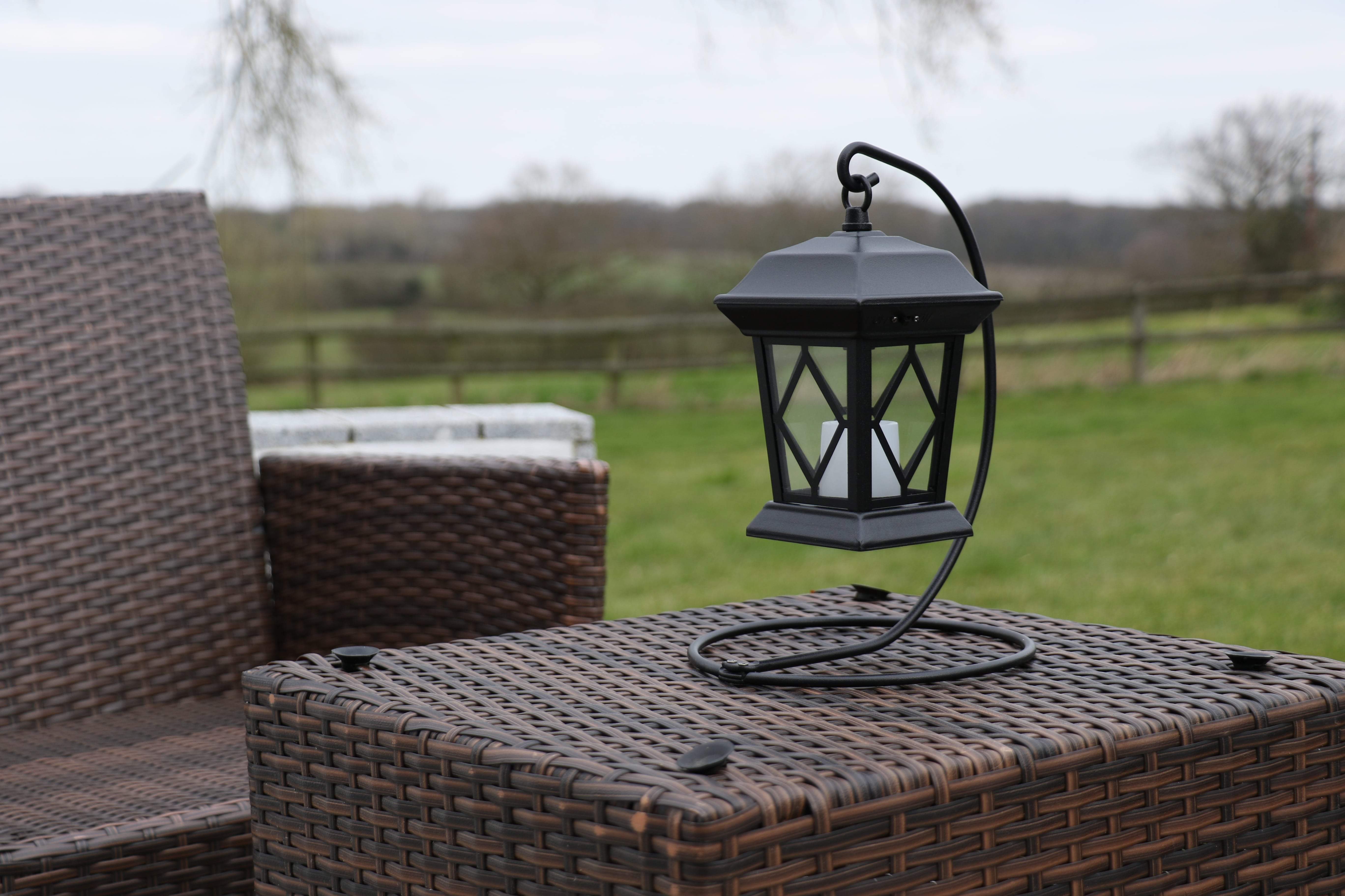 Black Ornate Battery Operated Lantern
