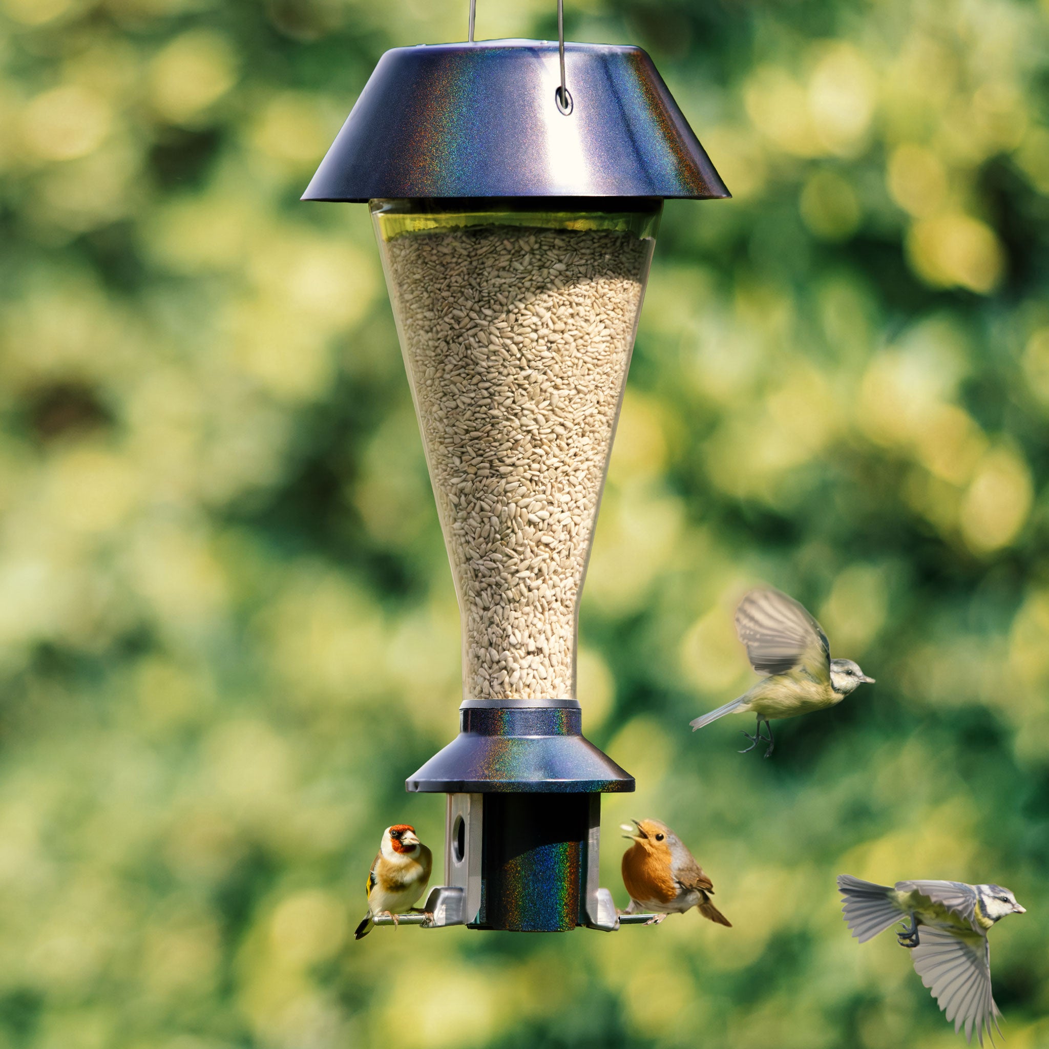 Roamwild Mega PestOff Eichhörnchensicherer Vogelfutterspender für gemischte Samen/Sonnenblumenherzen